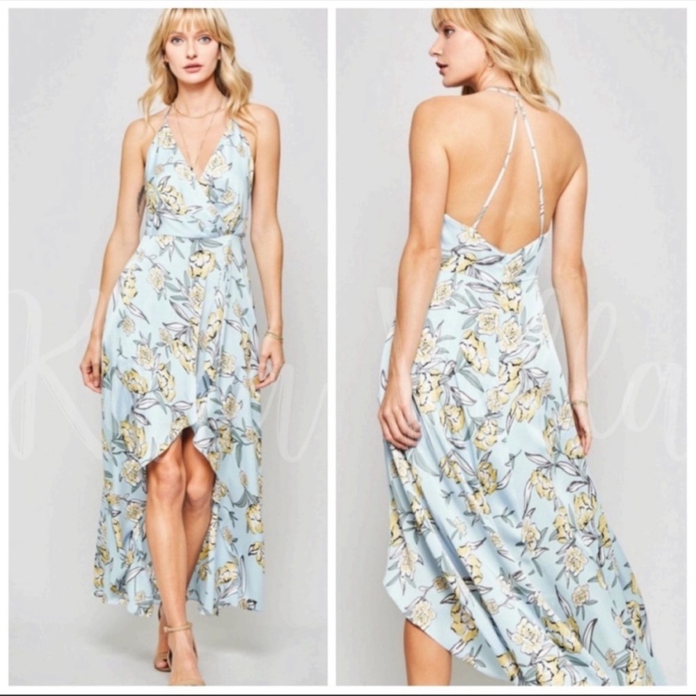 Light blue high-low dress